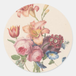 Vintage bloemschildering Nederlandse fijne kunst w Ronde Sticker