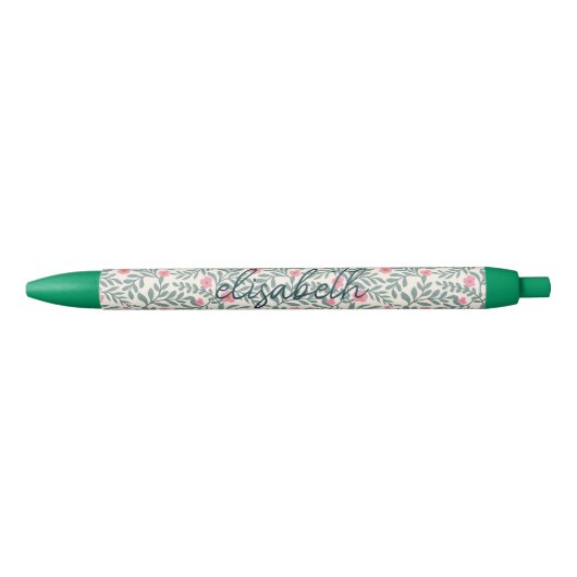 Vintage bloemschrift naammonogram zwarte inkt pen (Voorkant)