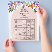 Vintage Bloemstuk Vind De Gast Bruidsfeest Bingo Flyer (Hand)
