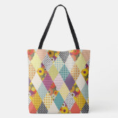 vintage bloemstukwerk quilt tote bag (Achterkant)