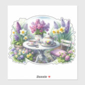 Vintage bloemthee in de tuin sticker (Vel)