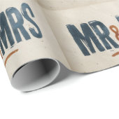 Vintage Blokprint Typografie "DHR & MEVR" Cadeaupapier (Rol Hoek)