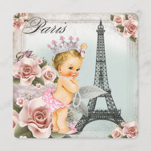 Vintage Blonde Princess Paris Baby shower Kaart