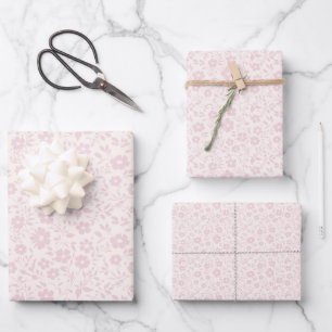 Vintage Bloom Blush Roze - Neutraal Inpakpapier Vel