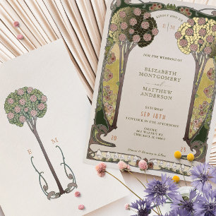 Vintage Bloom Bomen van Liefde Victoriaanse Trouw Folie Uitnodiging