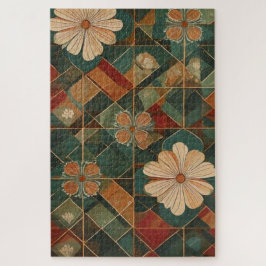 Vintage Bloom Mozaïek – Tijdloze Bloemige Geometri Legpuzzel