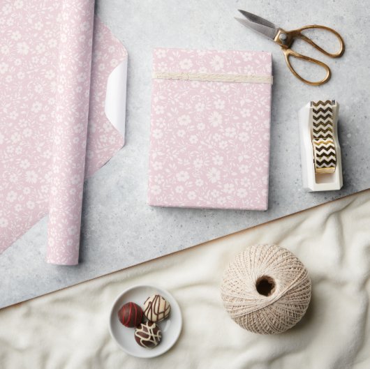 Vintage Bloom Neutraal - Blush Roze Cadeaupapier (Crafts)