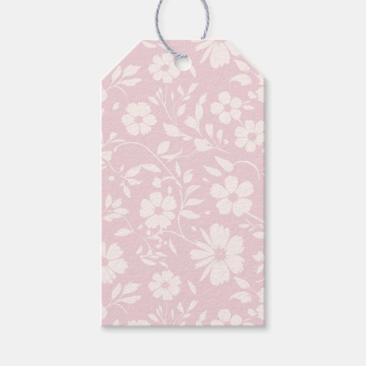 Vintage Bloom Neutral - Blush Roze Cadeaulabel (Voorkant)