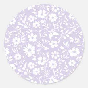 Vintage Bloom Neutral - Stof Lavendel Ronde Sticker
