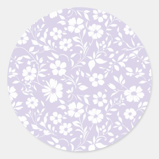 Vintage Bloom Neutral - Stof Lavendel Ronde Sticker (Voorkant)