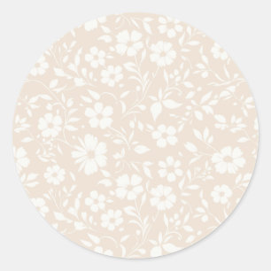 Vintage Bloom Neutral - Zachte Linnen Ronde Sticker