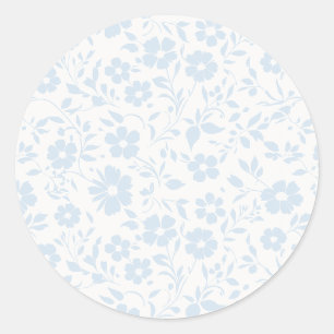 Vintage Bloom Poederblauw - Neutraal Ronde Sticker