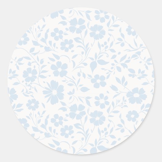 Vintage Bloom Poederblauw - Neutraal Ronde Sticker (Voorkant)