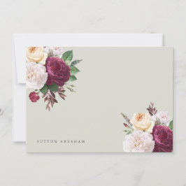 Vintage blooms bloemige vlakke notitiekaart