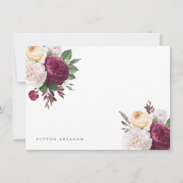 Vintage blooms bloemige vlakke notitiekaart