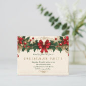 Vintage Blooms: Retro Kerst Uitnodiging (Staand voorkant)