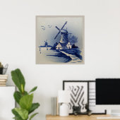 Vintage Blue and White Delft Poster (Thuiskantoor)