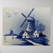 Vintage Blue and White Delft Poster (Voorkant)