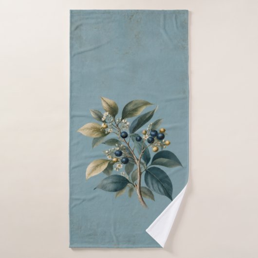 Vintage Blue Berry & Leaf Badhanddoek (Badhanddoek)
