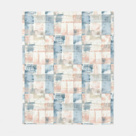 Vintage Blue & Blush Painterly Fleece Blanket Deken