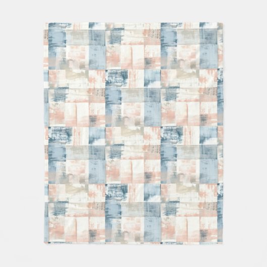 Vintage Blue & Blush Painterly Fleece Blanket Deken (Voorkant)