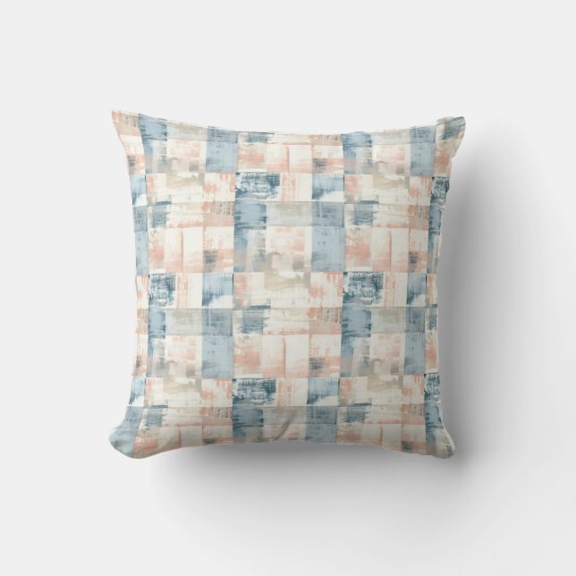 Vintage Blue & Blush Painterly Throw Pillow Kussen (Voorkant)