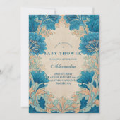 Vintage Blue Botanical Baby Shower Kaart (Voorkant)
