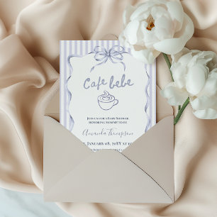 Vintage Blue Bow Cafe Bebe Jongen Coffee Baby Show Kaart