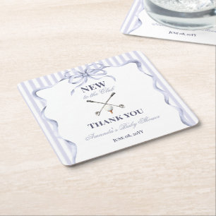Vintage Blue Boy Nieuw in de Club Golf Baby Shower Kartonnen Onderzetters