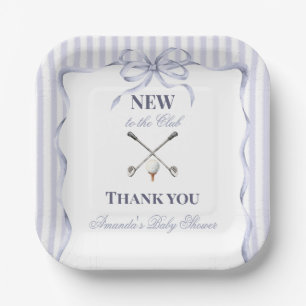 Vintage Blue Boy Nieuw in de Club Golf Baby Shower Papieren Bordje