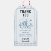 Vintage Blue Cowboy 1st Birthday Party Cadeaulabel (Achterkant)