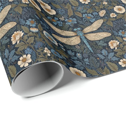 Vintage blue Dragonfly Cadeaupapier (Rol Hoek)