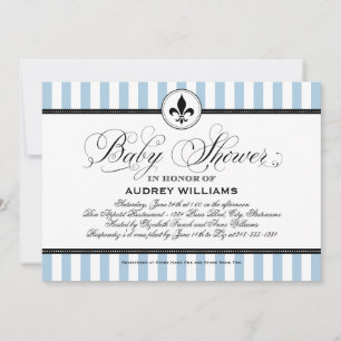 Vintage Blue Fleur de Lis Frans Baby shower Kaart