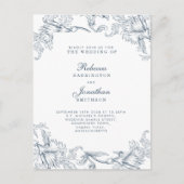 Vintage Blue Floral Wedding Briefkaart (Voorkant)