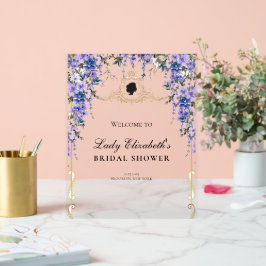 Vintage Blue Florals Bridgerton Vrijgezellenfeest Acryl Bord