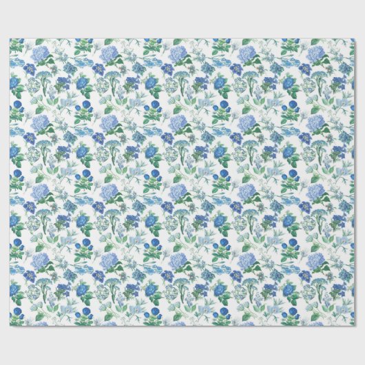 Vintage Blue Flowers Cadeaupapier (Vlak)