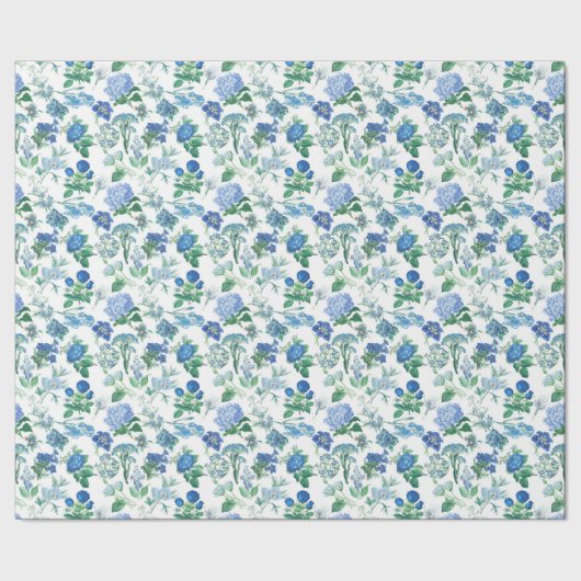 Vintage Blue Flowers Cadeaupapier (Zoom)
