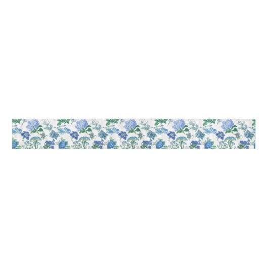Vintage Blue Flowers Ribbon Grosgrain Lint (Voorkant)