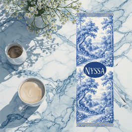 Vintage Blue French Toile Parisian Charm Landscape Yogamat