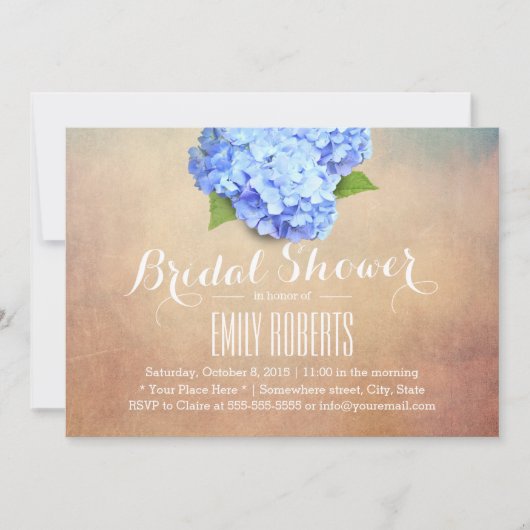 Vintage Blue Hydrangea Elegant Vrijgezellenfeest Kaart (Voorkant)