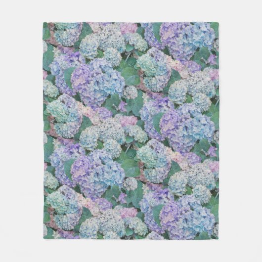 Vintage Blue Hydrangea Floral Pattern Fleece Deken (Voorkant)