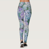 Vintage Blue Hydrangea Floral Pattern Leggings (Achterkant)