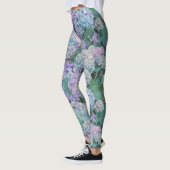 Vintage Blue Hydrangea Floral Pattern Leggings (Links)