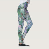 Vintage Blue Hydrangea Floral Pattern Leggings (Rechts)