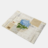 Vintage Blue Hydrangea French Ephemera Doormat Deurmat (Schuin)