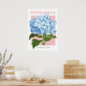 Vintage Blue Hydrangea Poster (Keuken)