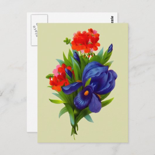 Vintage Blue Iris Flower Bouquet Briefkaart (Voorkant / Achterkant)