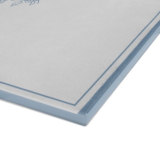 Vintage Blue Monogram Crest Snijplank (Hoek)