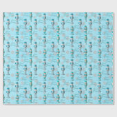 Vintage Blue Nutkraker Seizoensgroeten Cadeaupapier (Vlak)