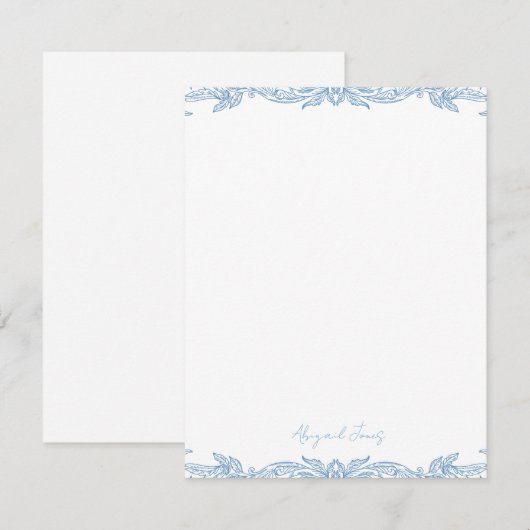 Vintage Blue Personalized Script Name Notitiekaartje (Voorkant / Achterkant)
